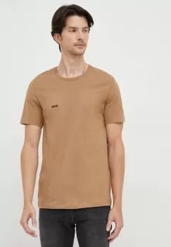 BOSS tricou din bumbac 3-pack culoarea bej, melanj imagine