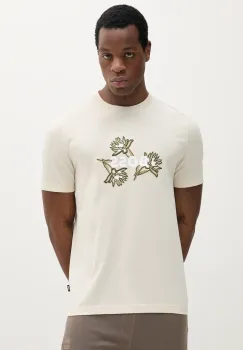 BOSS tricou din bumbac barbati, culoarea alb, cu imprimeu, 50536796 imagine