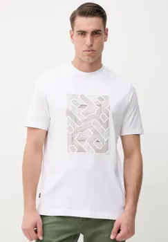 BOSS tricou din bumbac barbati, culoarea alb, cu imprimeu, 50538438 imagine