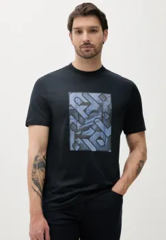 BOSS tricou din bumbac barbati, culoarea bleumarin, cu imprimeu, 50538438 imagine