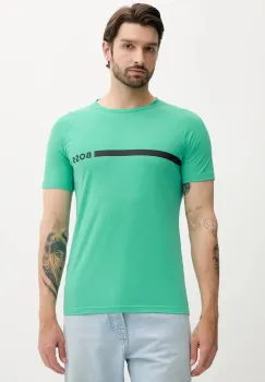 BOSS tricou din bumbac barbati, culoarea turcoaz, cu imprimeu, 50517970 imagine