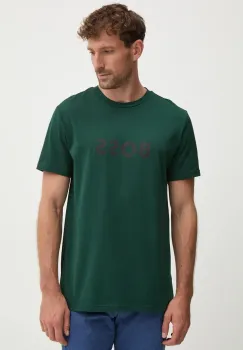 BOSS tricou din bumbac barbati, culoarea verde, cu imprimeu, 50503276 imagine