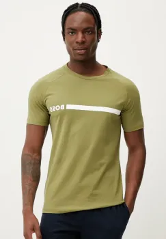 BOSS tricou din bumbac barbati, culoarea verde, cu imprimeu imagine