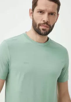 BOSS tricou din bumbac barbati, culoarea verde, neted imagine