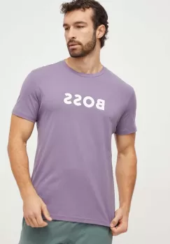 BOSS tricou din bumbac barbati, culoarea violet, cu imprimeu imagine
