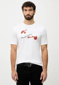 BOSS tricou din bumbac culoarea alb, cu imprimeu, 50549282 imagine