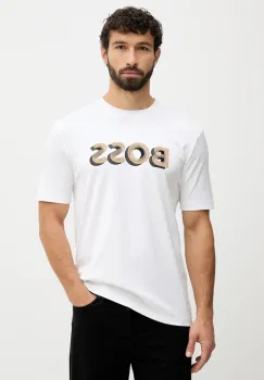 BOSS tricou din bumbac culoarea alb, cu imprimeu, 50551902 imagine