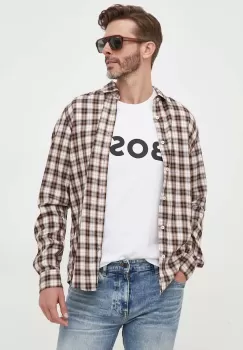 BOSS tricou din bumbac culoarea alb, cu imprimeu imagine