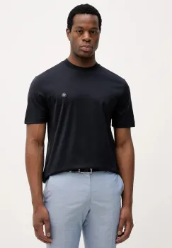 BOSS tricou din bumbac culoarea albastru marin, cu imprimeu, 50555844 imagine