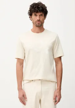 BOSS tricou din bumbac culoarea bej, cu imprimeu, 50549282 imagine