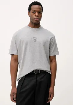 BOSS tricou din bumbac culoarea gri, cu imprimeu, 50555106 imagine