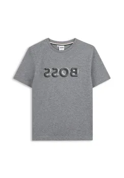 BOSS tricou din bumbac culoarea gri, uni, J52360 imagine