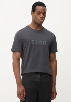 BOSS tricou din bumbac culoarea negru, cu imprimeu, 50491706 imagine