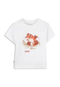 BOSS tricou din bumbac pentru bebelusi culoarea alb, cu imprimeu, J52110 imagine