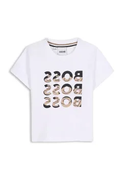BOSS tricou din bumbac pentru bebelusi culoarea alb, cu imprimeu, J52113 imagine