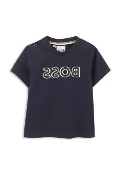 BOSS tricou din bumbac pentru bebelusi culoarea bleumarin, cu imprimeu, J52107 imagine