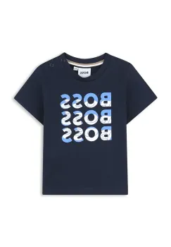 BOSS tricou din bumbac pentru bebelusi culoarea bleumarin, cu imprimeu, J52113 imagine