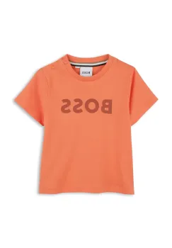 BOSS tricou din bumbac pentru bebelusi culoarea portocaliu, cu imprimeu, J52105 imagine