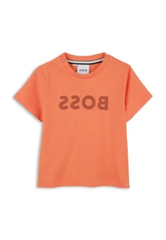 BOSS tricou din bumbac pentru bebelusi culoarea portocaliu, cu imprimeu, J52105 imagine