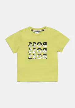 BOSS tricou din bumbac pentru bebelusi culoarea verde, cu imprimeu, J52113 imagine