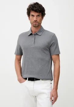 BOSS tricou polo cu matase BECKHAM X BOSS culoarea barbatilor gri neted 50554093 imagine