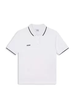 BOSS tricouri polo din bumbac pentru copii culoarea alb, cu imprimeu imagine