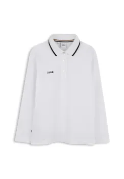 BOSS tricouri polo din bumbac pentru copii culoarea alb, uni, J52330 imagine