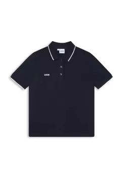 BOSS tricouri polo din bumbac pentru copii culoarea albastru marin, cu imprimeu imagine