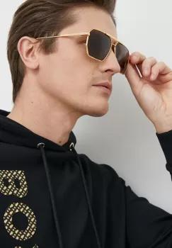 Bottega Veneta ochelari de soare BV1012S barbati, culoarea auriu imagine