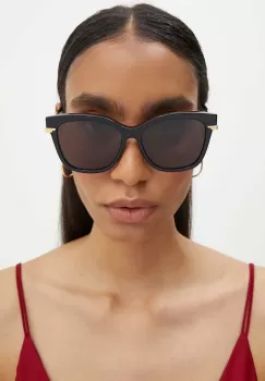 Bottega Veneta ochelari de soare femei, culoarea negru, BV1296SA imagine