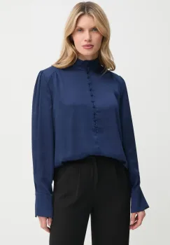 Bruuns Bazaar bluza femei, culoarea albastru marin, neted, BBW4239 imagine