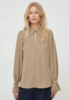 Bruuns Bazaar bluza femei, culoarea bej, neted imagine