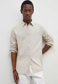 Bruuns Bazaar camasa din amestec de in culoarea bej, cu guler clasic, regular imagine