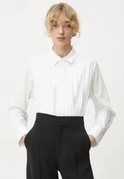 Bruuns Bazaar camasa din bumbac femei, culoarea bej, cu guler clasic, regular, BBW4202 imagine
