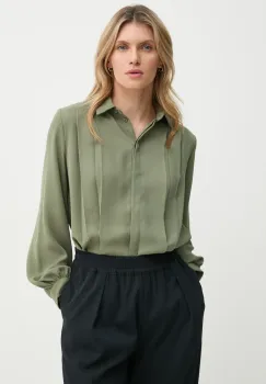 Bruuns Bazaar camasa femei, culoarea verde, cu guler clasic, regular, BBW4357 imagine