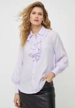 Bruuns Bazaar camasa femei, culoarea violet, cu guler clasic, regular imagine