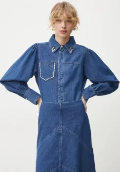 Bruuns Bazaar camasa jeans femei, cu guler clasic, regular, BBW4231 imagine