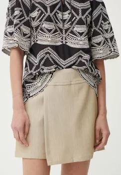 Bruuns Bazaar fusta pantaloni CindySusBBElica skirt/shorts culoarea bej, neted, high waist, BBW4024 imagine