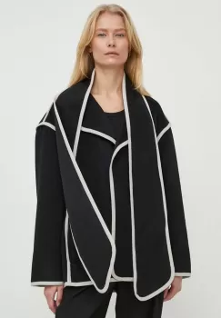 Bruuns Bazaar geaca de lana culoarea negru, de tranzitie, oversize imagine