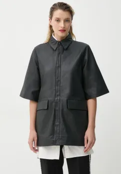 Bruuns Bazaar geaca de piele culoarea negru, de tranzitie, BBW4358 imagine