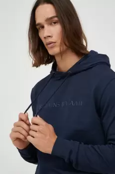 Bruuns Bazaar hanorac de bumbac barbati, culoarea albastru marin, cu imprimeu imagine