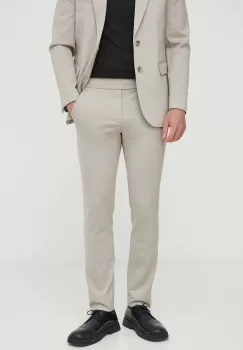 Bruuns Bazaar pantaloni barbati, culoarea bej, drept imagine