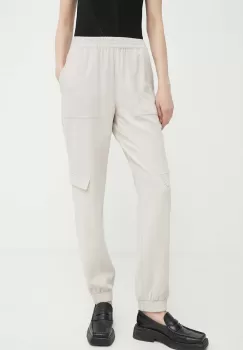 Bruuns Bazaar pantaloni Brassica Cilla femei, culoarea bej, drept, high waist imagine