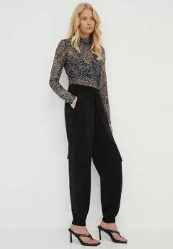 Bruuns Bazaar pantaloni Brassica Cilla femei, culoarea negru, drept, high waist imagine