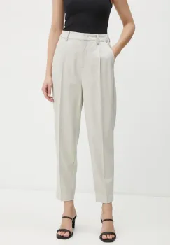 Bruuns Bazaar pantaloni din lana culoarea bej, drept, high waist, BBW4205 imagine