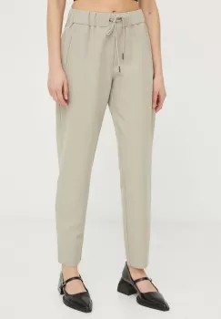 Bruuns Bazaar pantaloni femei, culoarea bej, high waist imagine