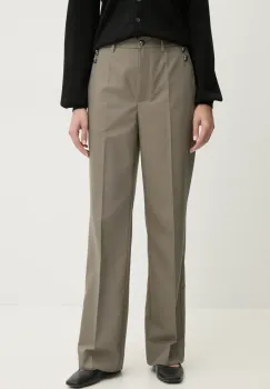 Bruuns Bazaar pantaloni femei, culoarea gri, drept, high waist, BBW4383 imagine