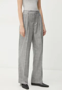 Bruuns Bazaar pantaloni femei, culoarea gri, fason tigareta, high waist, BBW4226 imagine