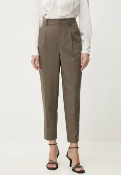 Bruuns Bazaar pantaloni femei, culoarea verde, fason tigareta, high waist, BBW4382 imagine