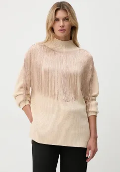 Bruuns Bazaar pulover FreesiaBBCita knit femei, culoarea bej, calduros, cu turtleneck, BBW4145 imagine